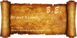 Brand Elemér névjegykártya